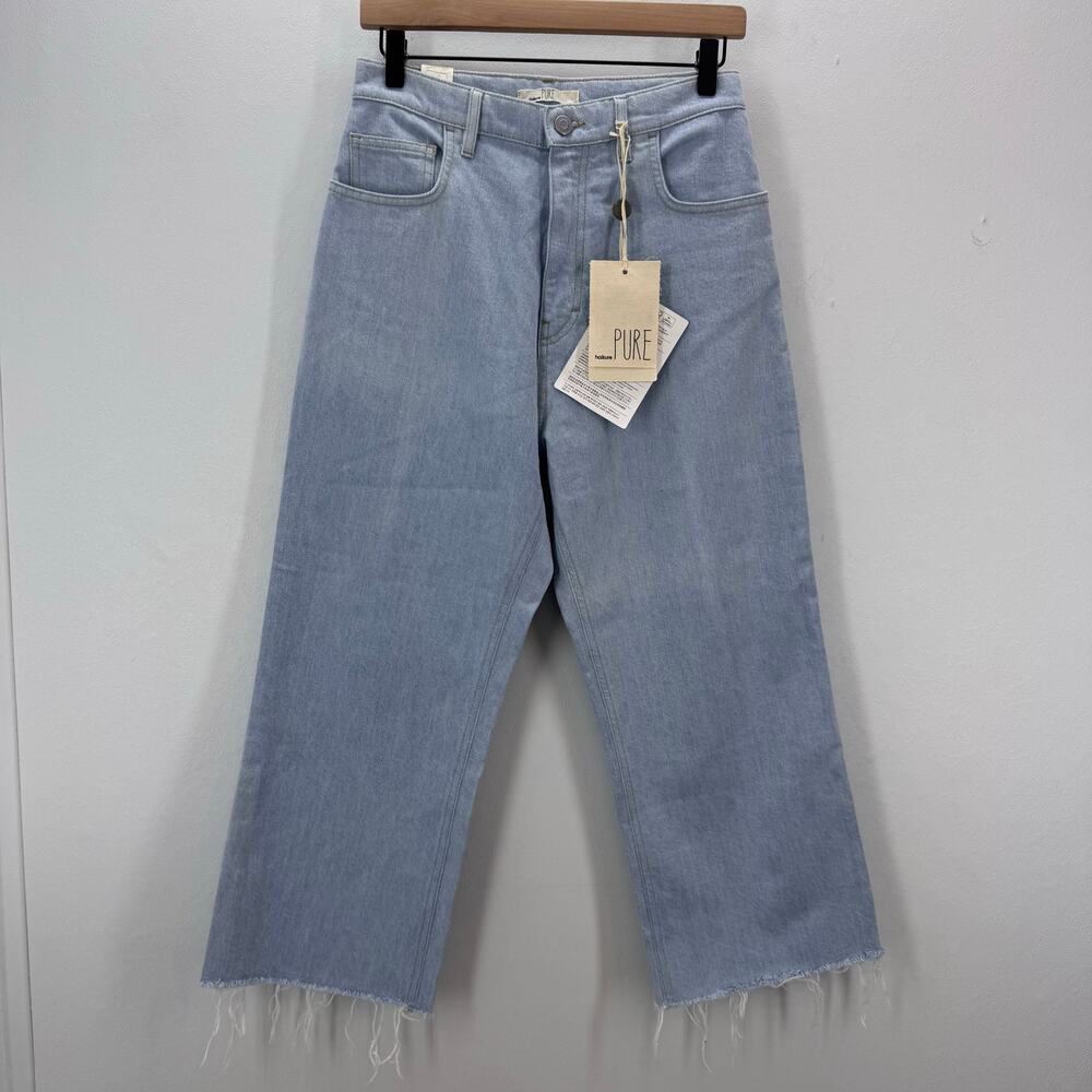 NWT Haikure Ana Candy Denim Pantaloni High Rise Blue Fringe Raw Hem Boho sz 29